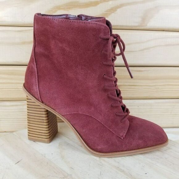Vince Camuto 8 US Red Suede Leather Lace-Up High Heel Ankle Boots Booties NEW - Picture 6 of 11